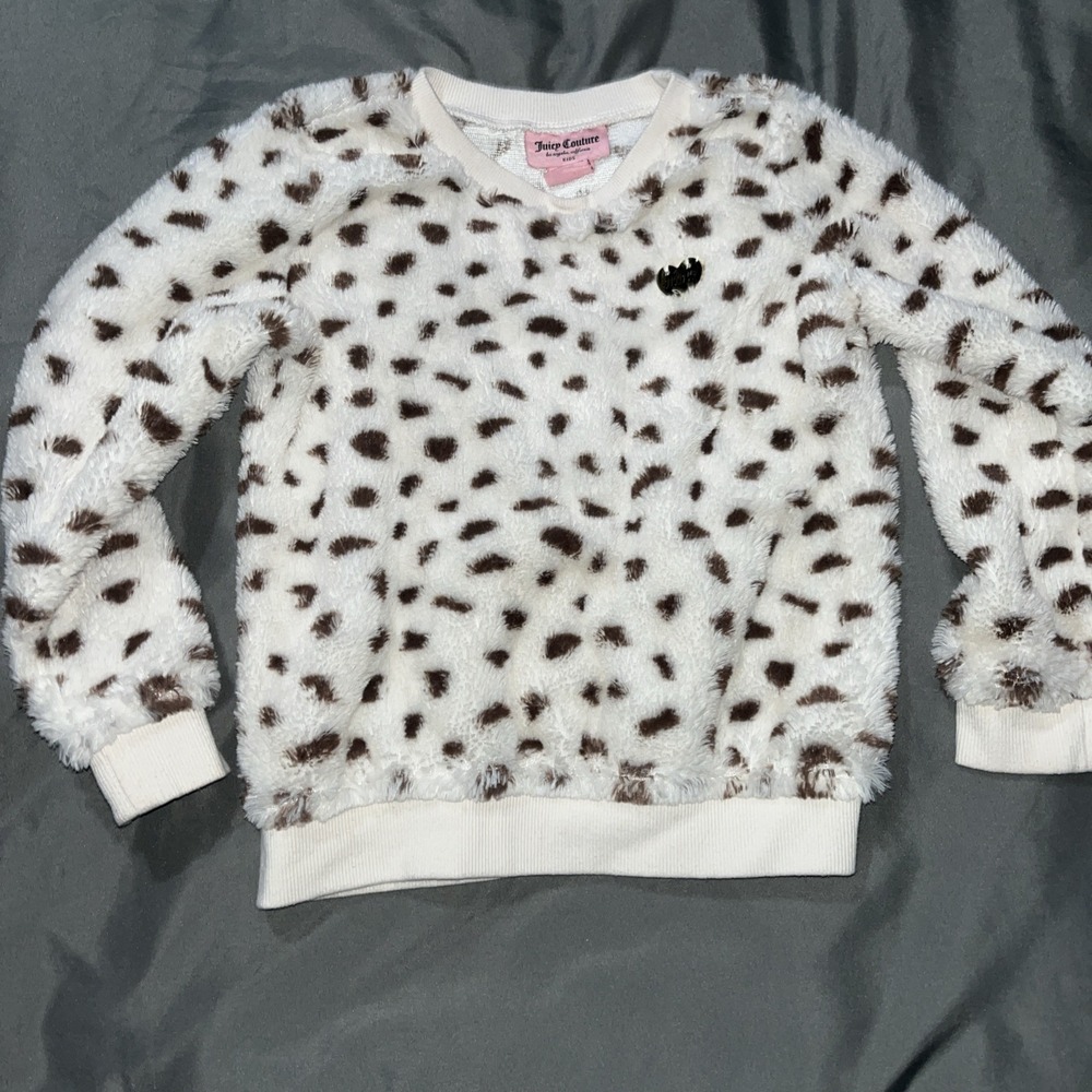 Girls JUICY COUTURE Kids Faux Fur Leopard Print‎ Sweatshirt Size 5